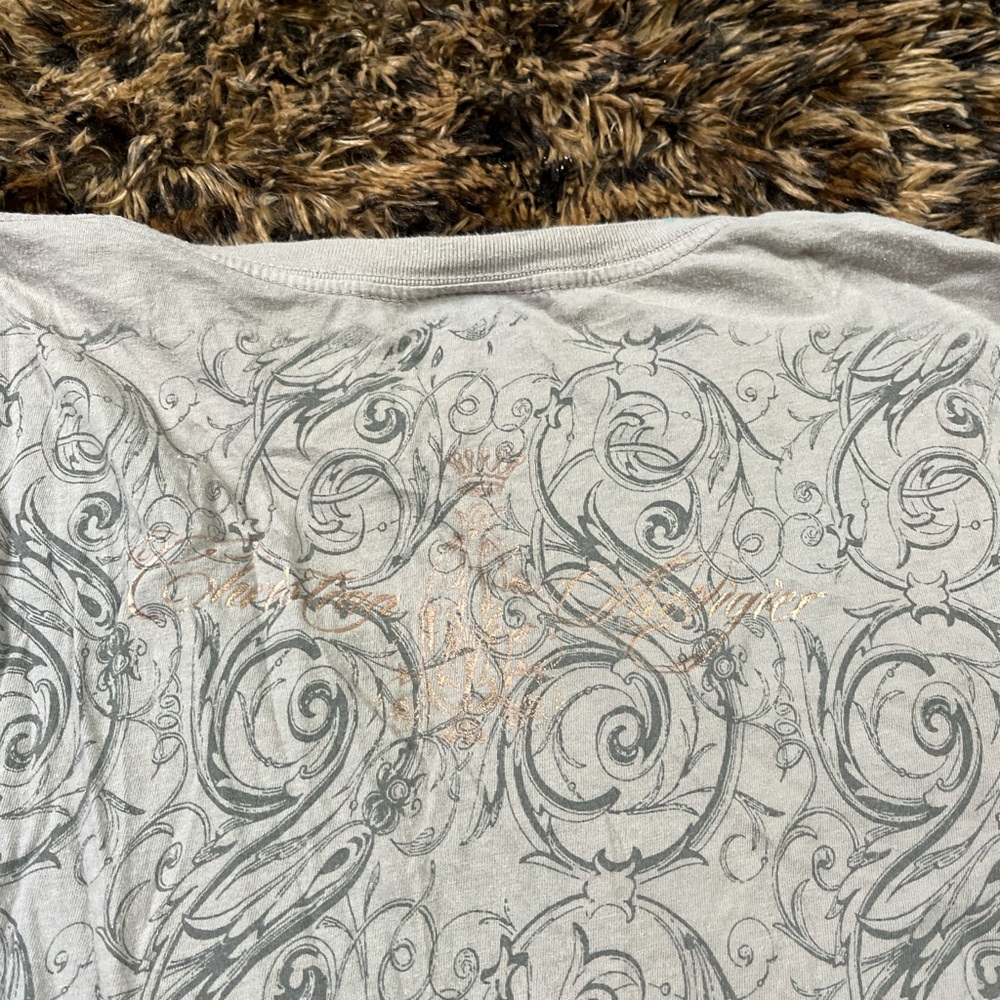 Christian Audigier Gray and Pink Long Sleeve Top - Picture 4 of 8
